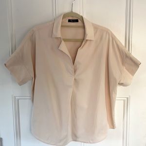 KLD cute cotton open collared boxy blouse size L